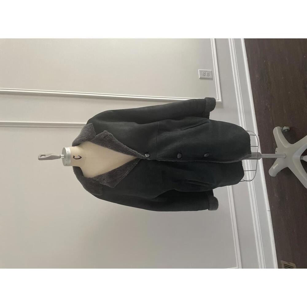 Real Leather-Collection - Dark Gray Leather Coat, Button Closure - Men’s XXL